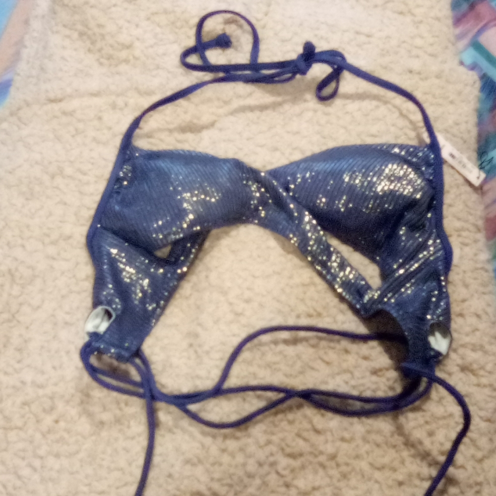 Swimsuit top sparkly blue